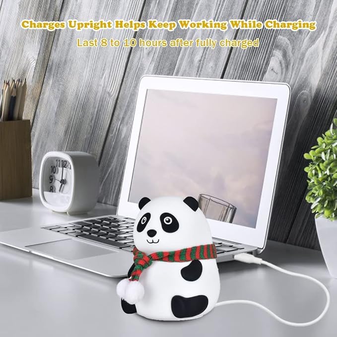 Cute Panda LED Night Light with Temperature Display – USB Rechargeable Baby Room Lamp