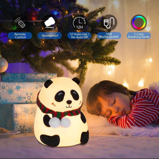 Cute Panda LED Night Light with Temperature Display – USB Rechargeable Baby Room Lamp